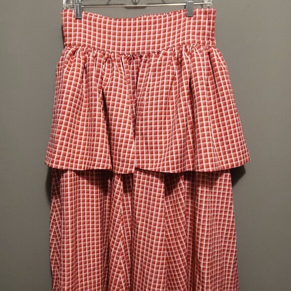 Pink & White Gingham Pattern long skirt - Picture 1 of 1